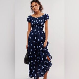 Free People Ultraviolet Polka Dot Dress in Blue
